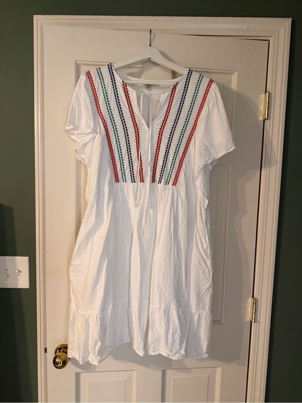 Knox Rose White Midi Dress with Multicolor Embroidery